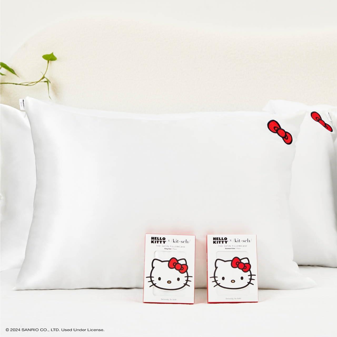 Hello Kitty Ivory Satin Embroidered Queen Pillowcase