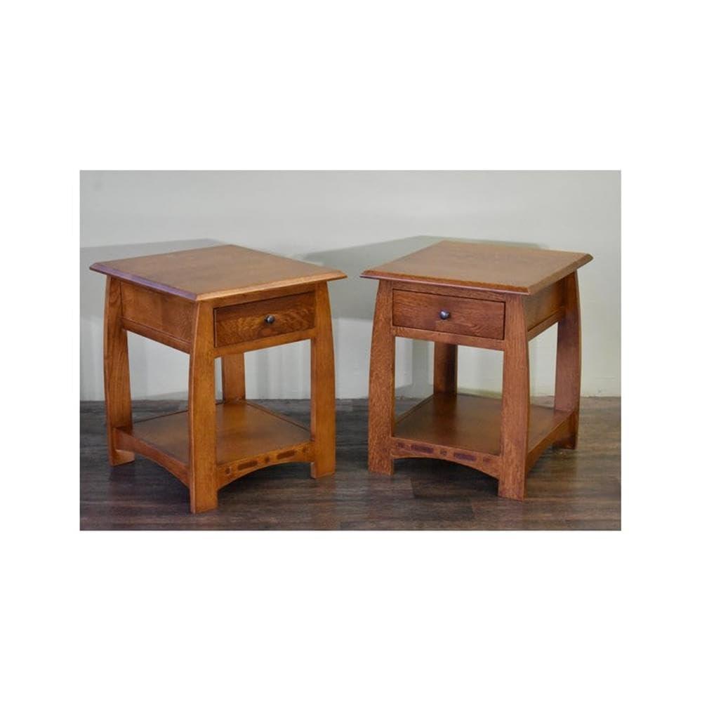 Mission Quarter Sawn White Oak 1 Drawer Inlay End Table
