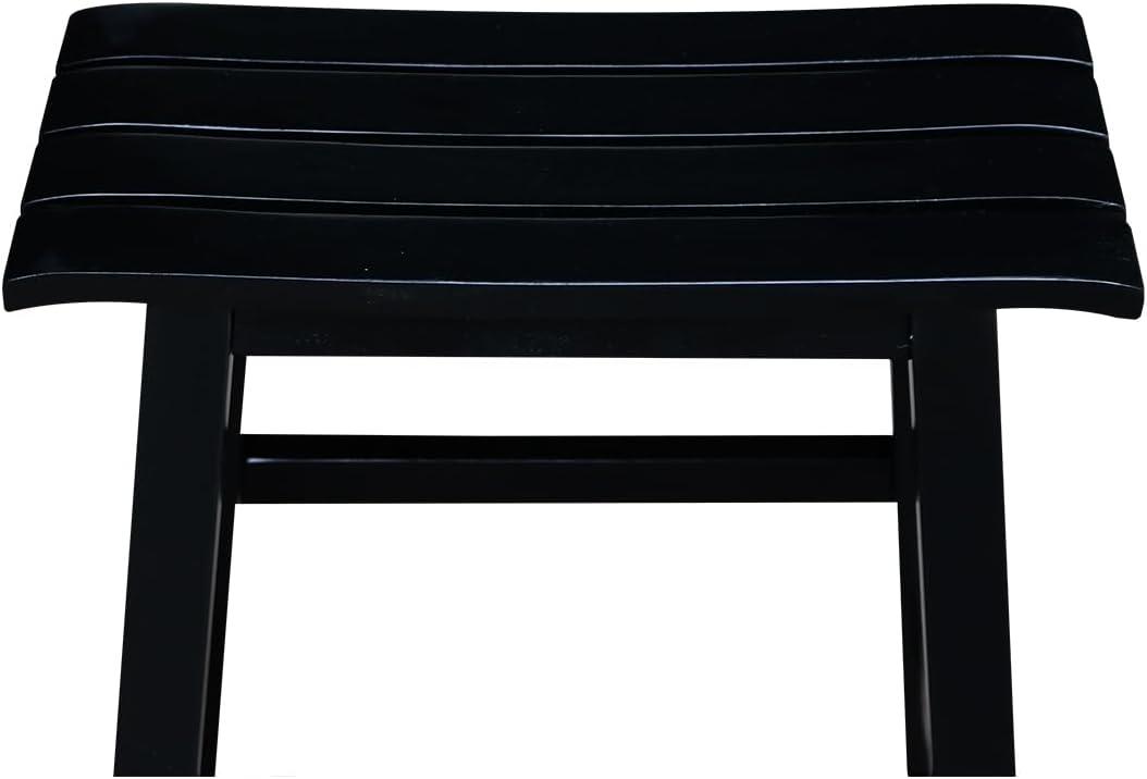 Espresso Black Solid Acacia Traditional Slat Seat Stool, 18-Inch