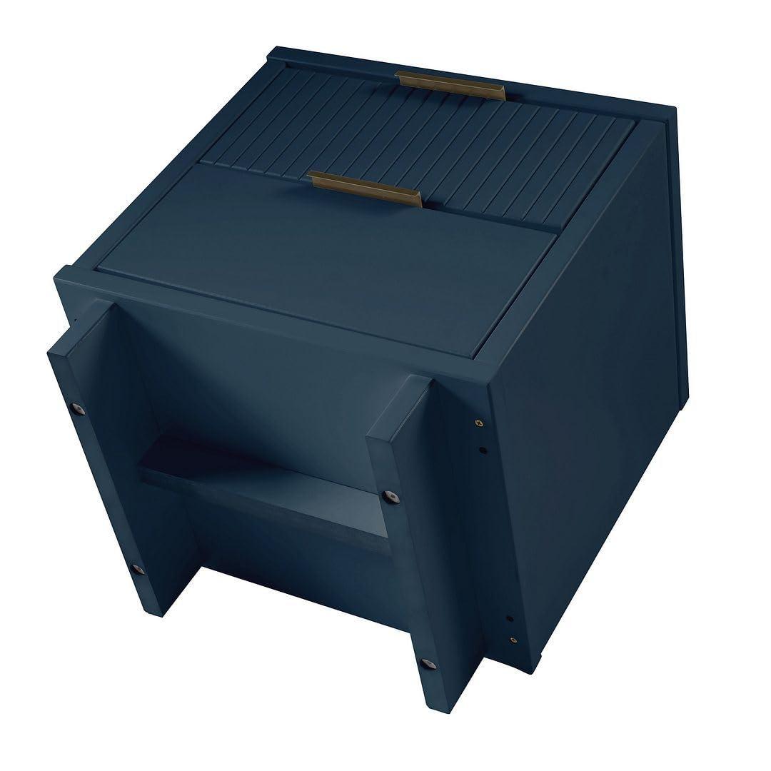 Granville Modern 2 Drawer Nightstand Midnight Blue - Manhattan Comfort: Soft Close, UV Finish, Metal Handles