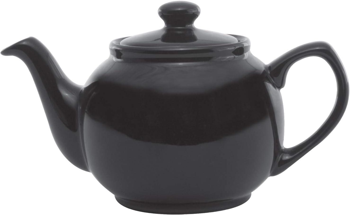 Black Ceramic English Style Teapot with Infuser, 16 oz