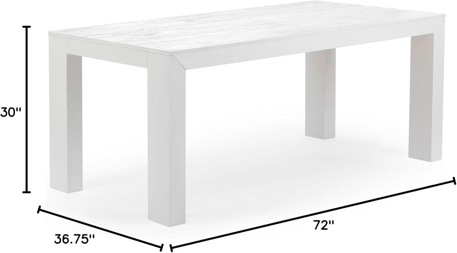 Plank+Beam 72" Modern Dining Table for 6, Solid Wood Rectangular Dining Table for Kitchen/Dining Room, White Wirebrush
