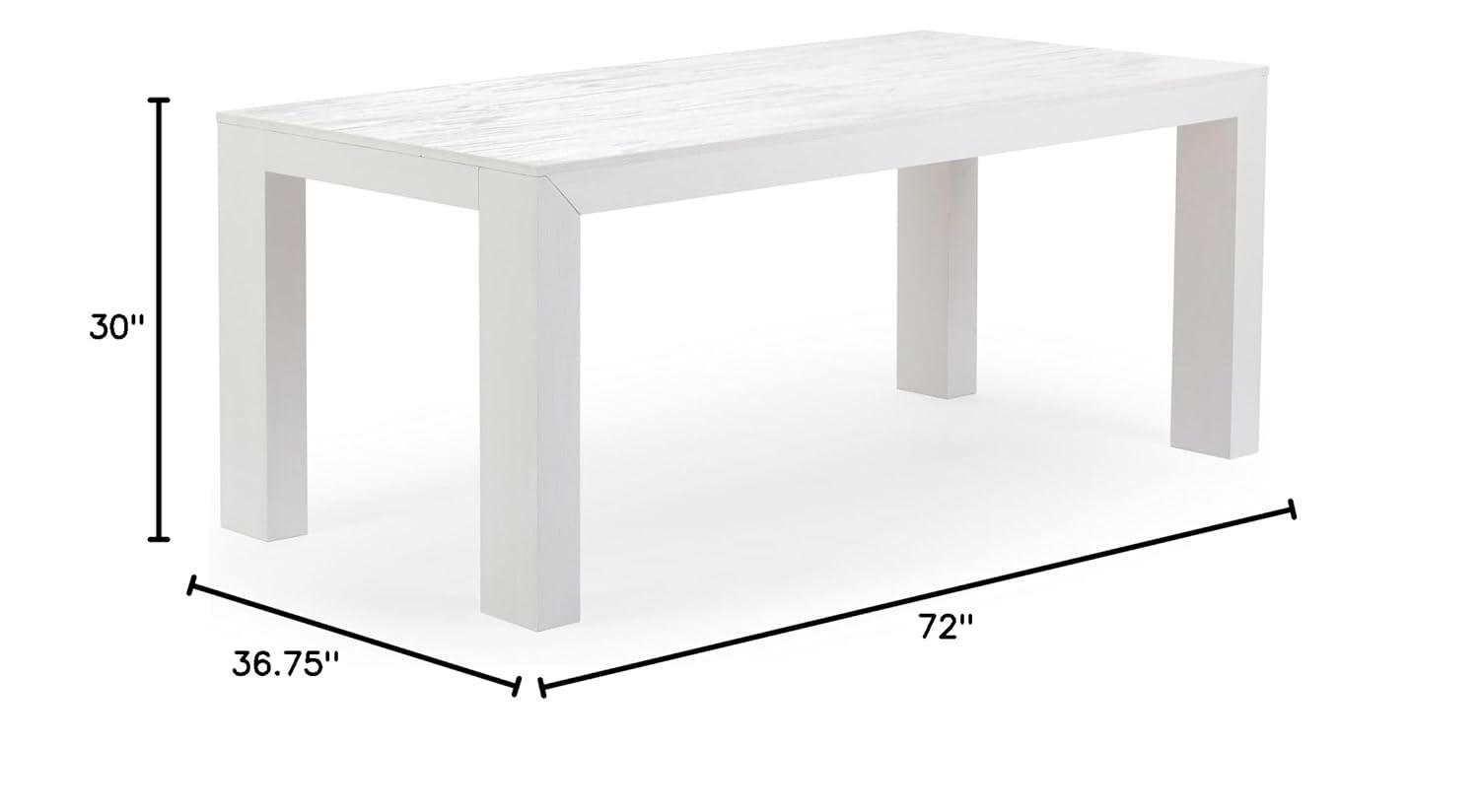 Plank+Beam 72" Modern Dining Table for 6, Solid Wood Rectangular Dining Table for Kitchen/Dining Room, White Wirebrush