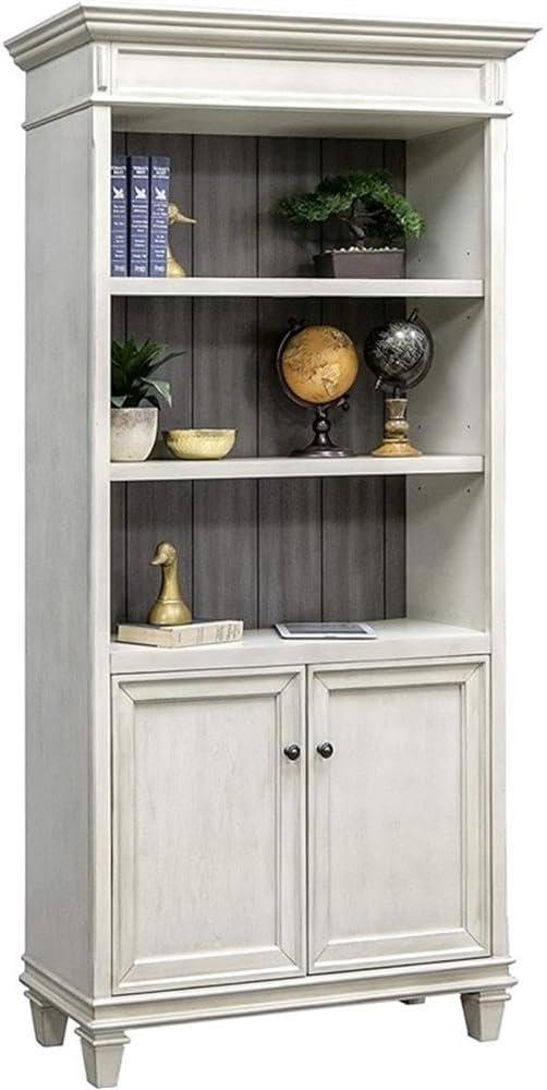 Hartford Wood Bookcase With Doors Storage Cabinet Office Shelves White