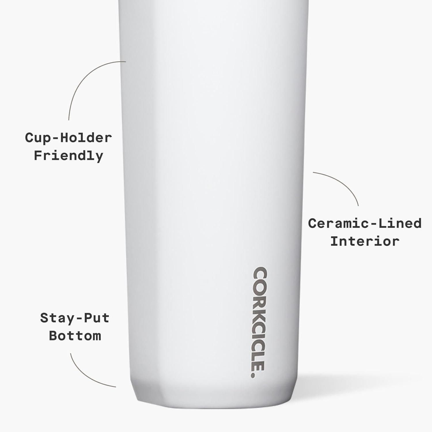 Corkcicle 17 oz Commuter Cup, Spill-Proof, Triple Insulated, Gloss White