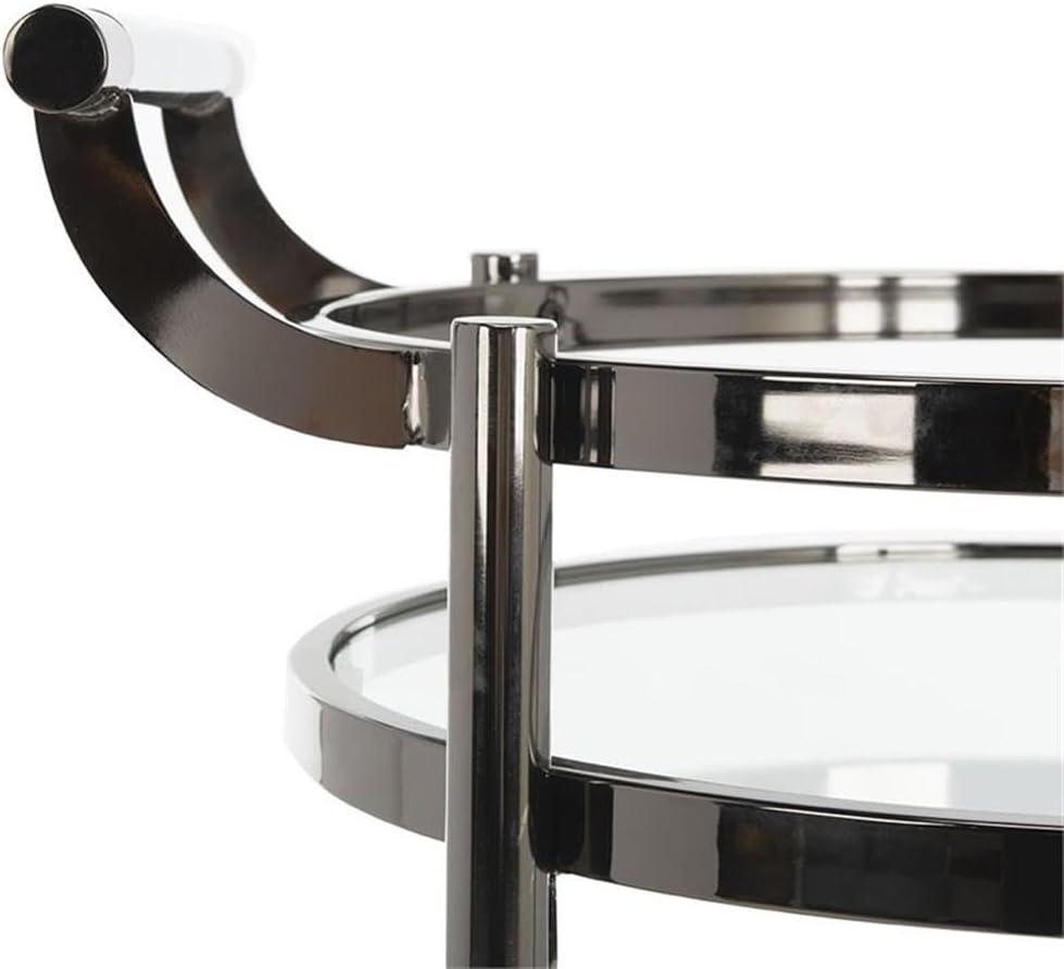 Sienna 2 Tier Round Bar Cart - BCT8001B - Gold/Glass - Safavieh