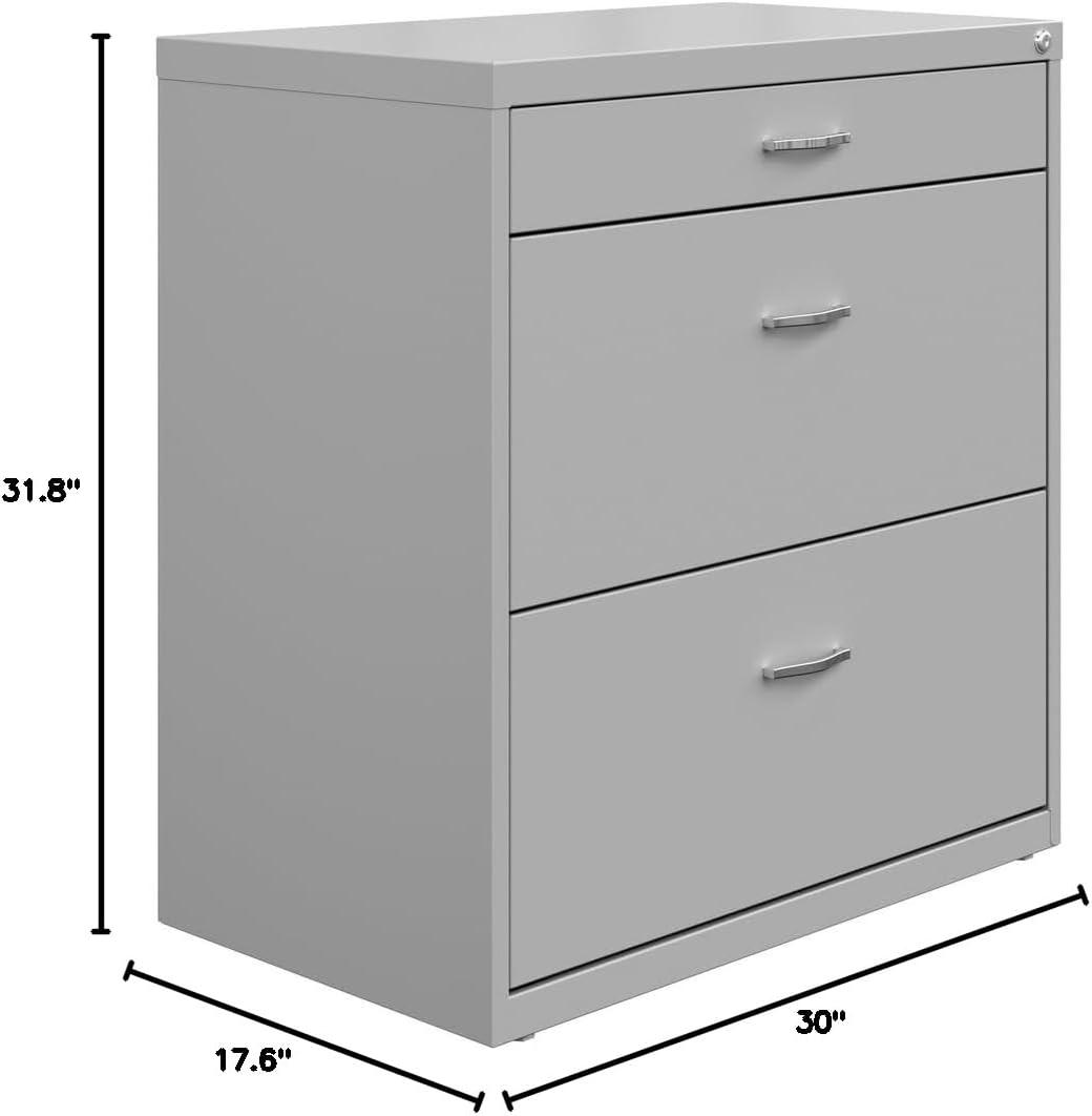 Silver Steel Lockable 2-Drawer Mobile Lateral File Cabinet