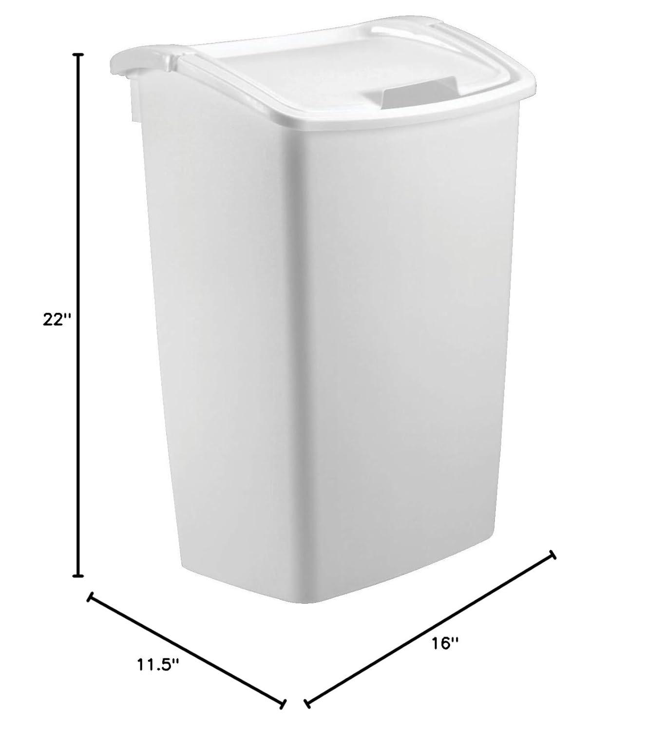 White Plastic Kitchen Wastebasket with Swing Lid