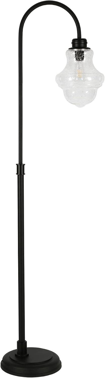 Elegant Blackened Bronze Arc Floor Lamp with Clear Glass Shade