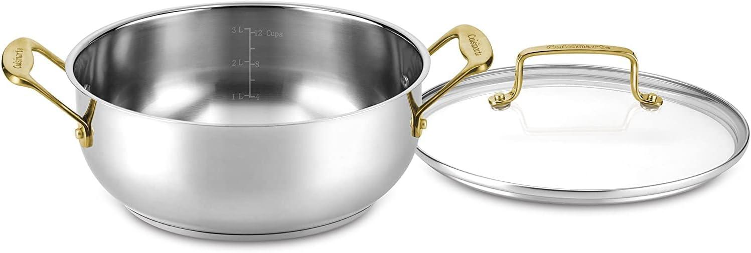 4 Qt Stainless Steel Dutch Oven with Gold Handles