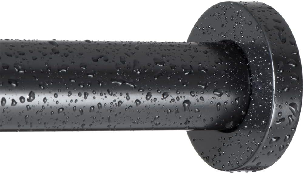 Black Adjustable Steel Tension Curtain Rod, 36-54 Inch