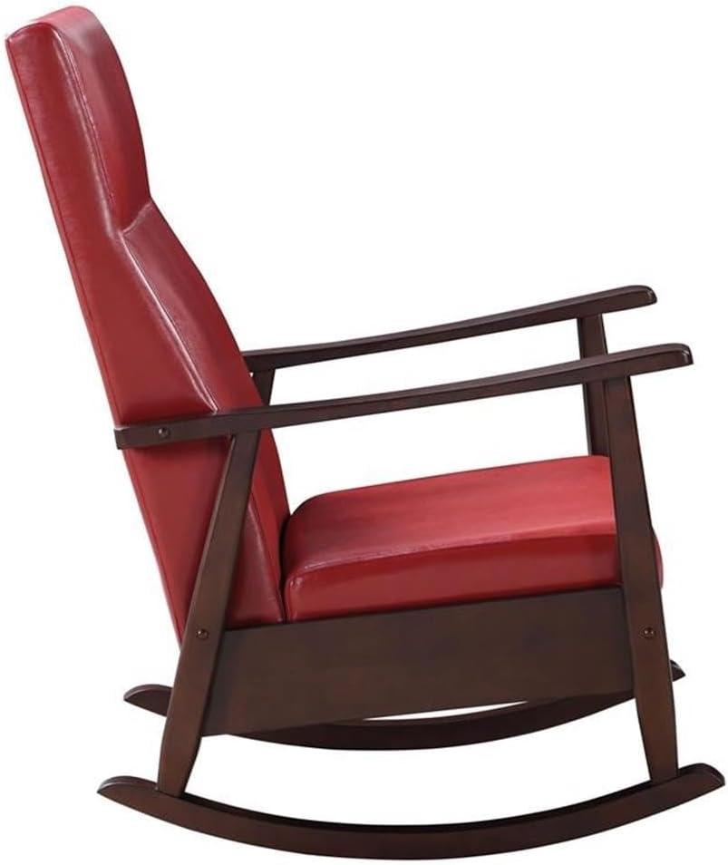 38" Raina Active Sitting Chair Red/Espresso Finish - Acme Furniture: Faux Leather, Rocker Rails, Comfort Cushion