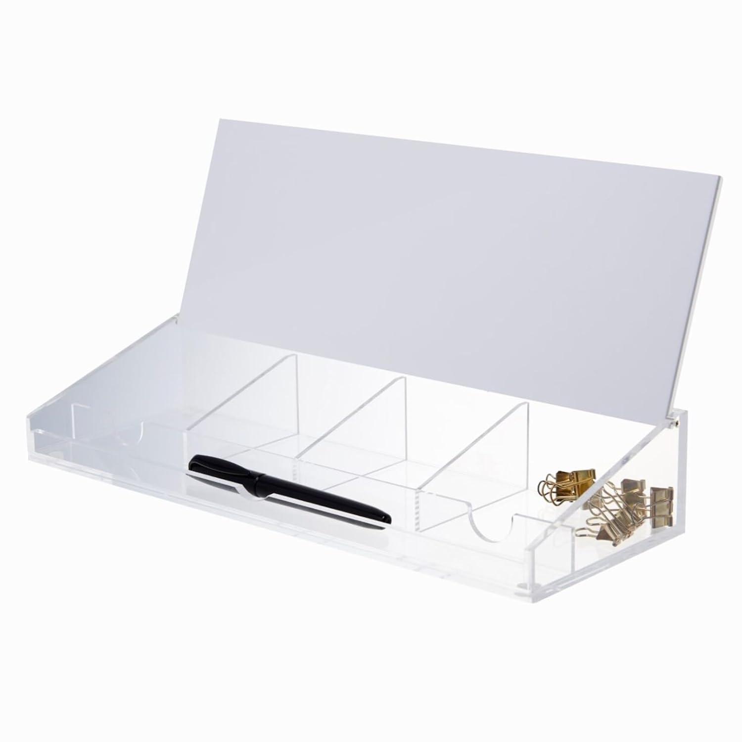 Clear Acrylic Dry Erase Desktop Organizer with Compartments