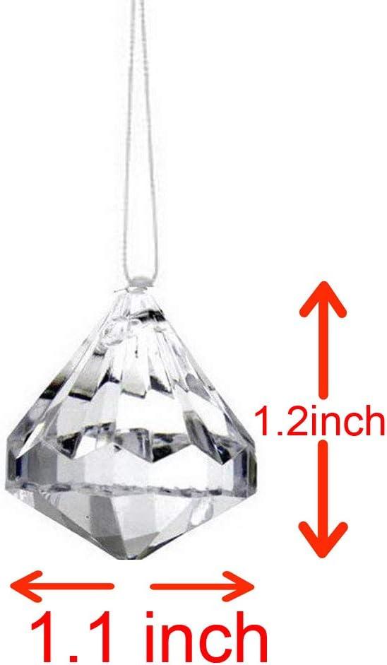 HOHIYA 24pc Crystal Ornaments Christmas Tree Diamond Decorations Balls Clearance Hanging Crystals for Centerpieces Acrylic Gem Beads Taiwan Made Clear Color