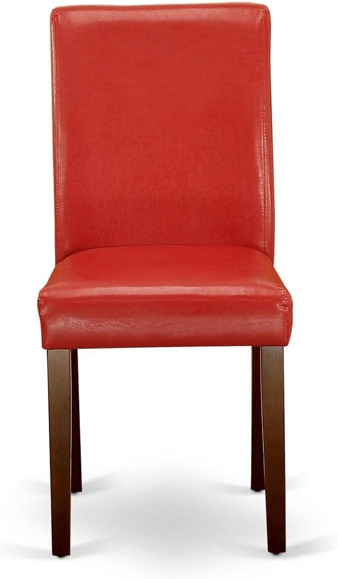 HomeStock Retro Relaxation Abbott Parson Chair With Mahogany Leg And Pu Leather Color Firebrick Red