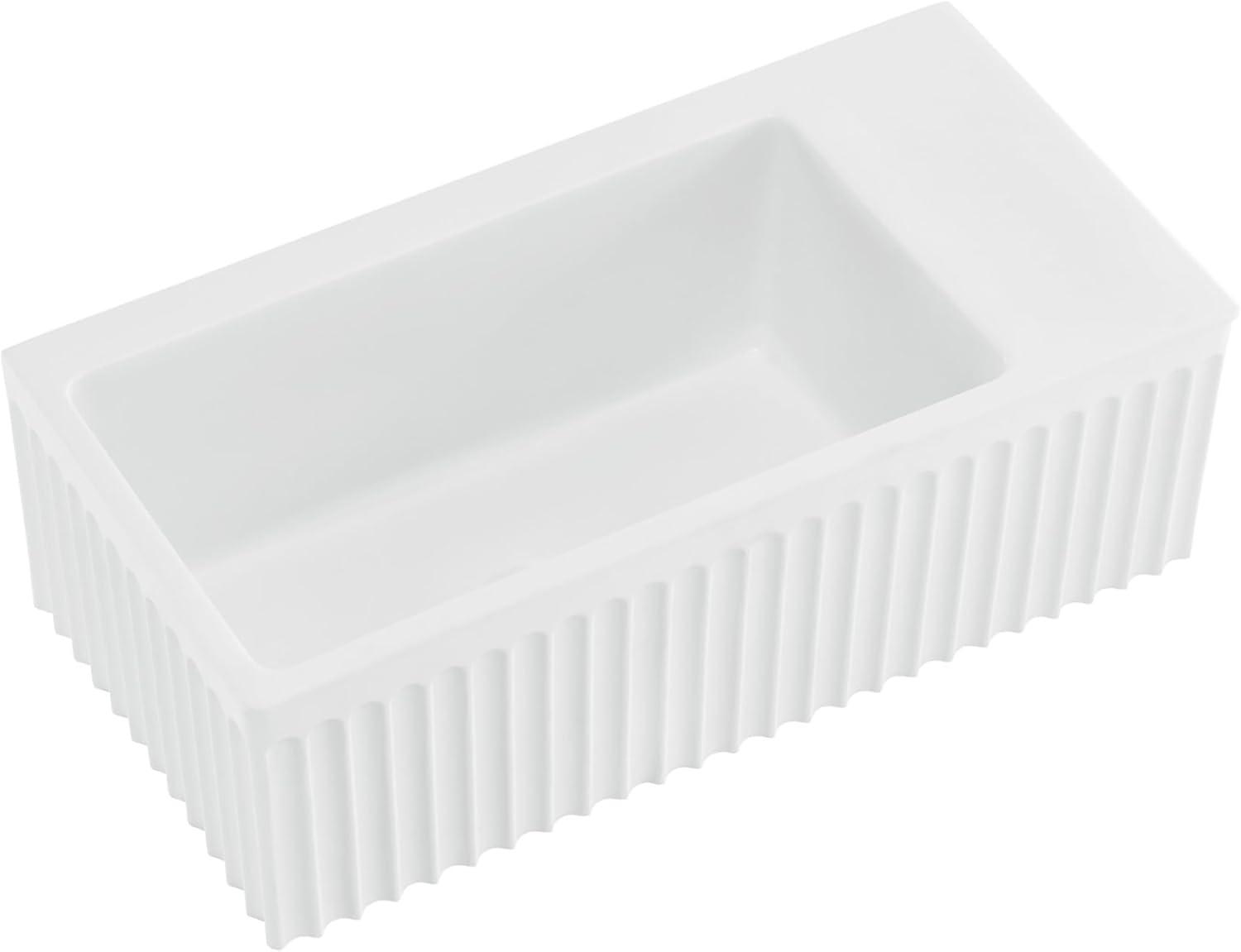 Delice 24" Rectangle Wall-Mount Bathroom Sink in Matte White