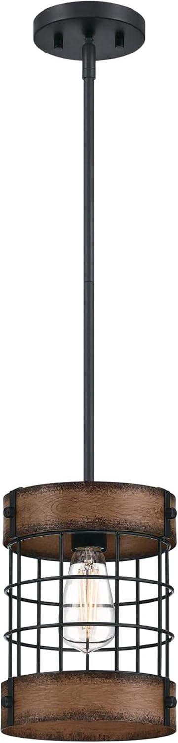 Westinghouse Lighting 6117900 Langston One-Light Indoor Pendant with Barnwood Accents, Matte Black
