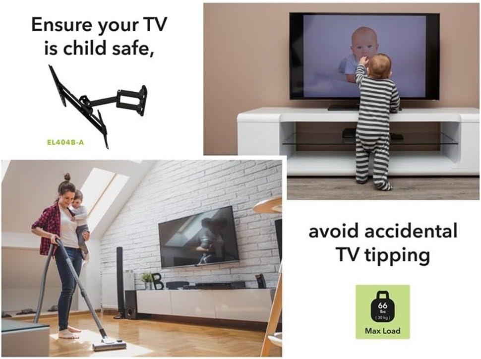 AVF Full Motion Long Extension TV Wall Mount for Most 25" to 55" in Black
