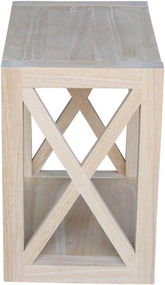 Hampton Solid Wood Narrow End Table Unfinished - International Concepts: Transitional Farmhouse Accent, Spot Clean