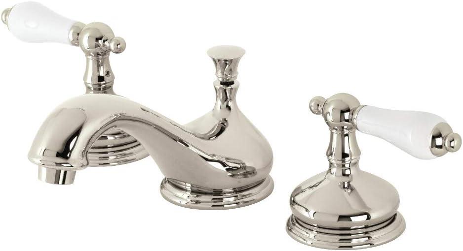 Kingston Brass Heritage Two-Handle 3-Hole Deck Mount Widespread Bathroom Faucet with Brass Pop-Up Drain