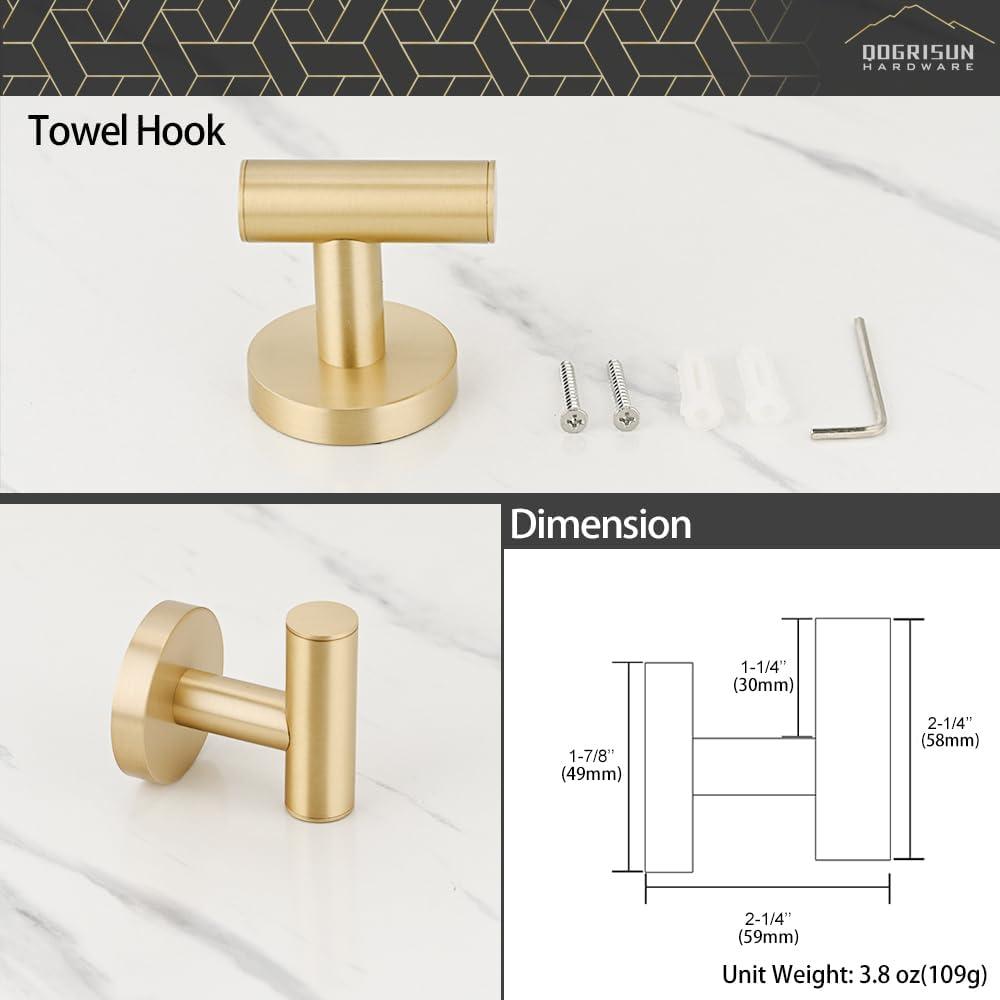 Brushed Brass Heavy Duty Wall Mounted Towel Hook