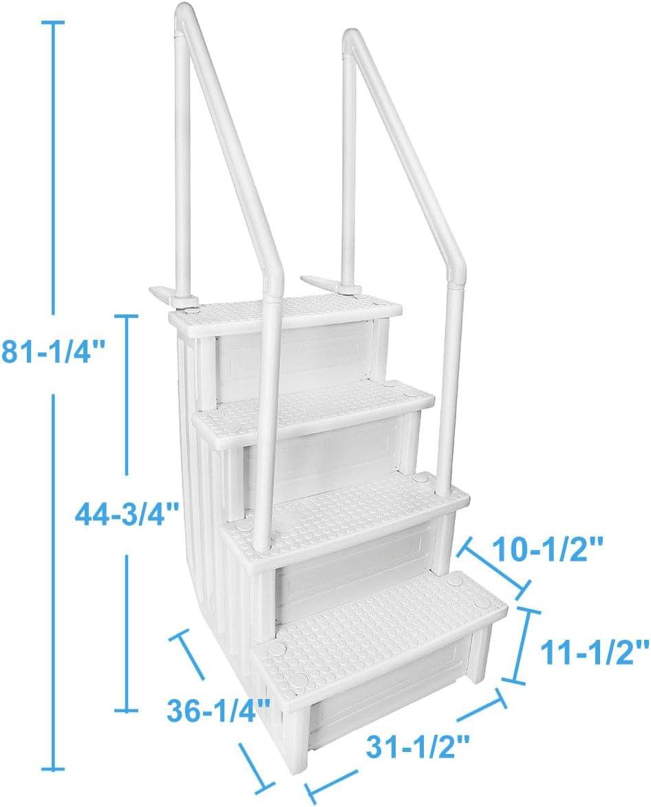 XtremepowerUS XtremepowerUS In-Pool Step Ladder with Handrails for Pools and Decks Up to 54" High