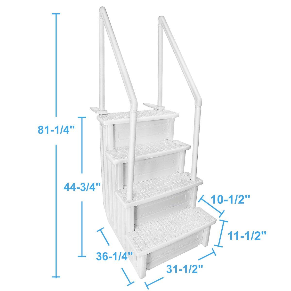 XtremepowerUS XtremepowerUS In-Pool Step Ladder with Handrails for Pools and Decks Up to 54" High