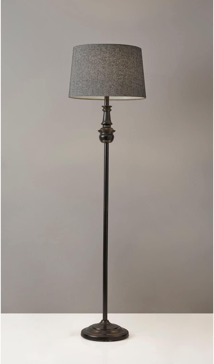 60" 3-way Charles Floor Lamp Black - Adesso: Modern Standing Light for Living Room, ETL Listed, Acrylic Shade