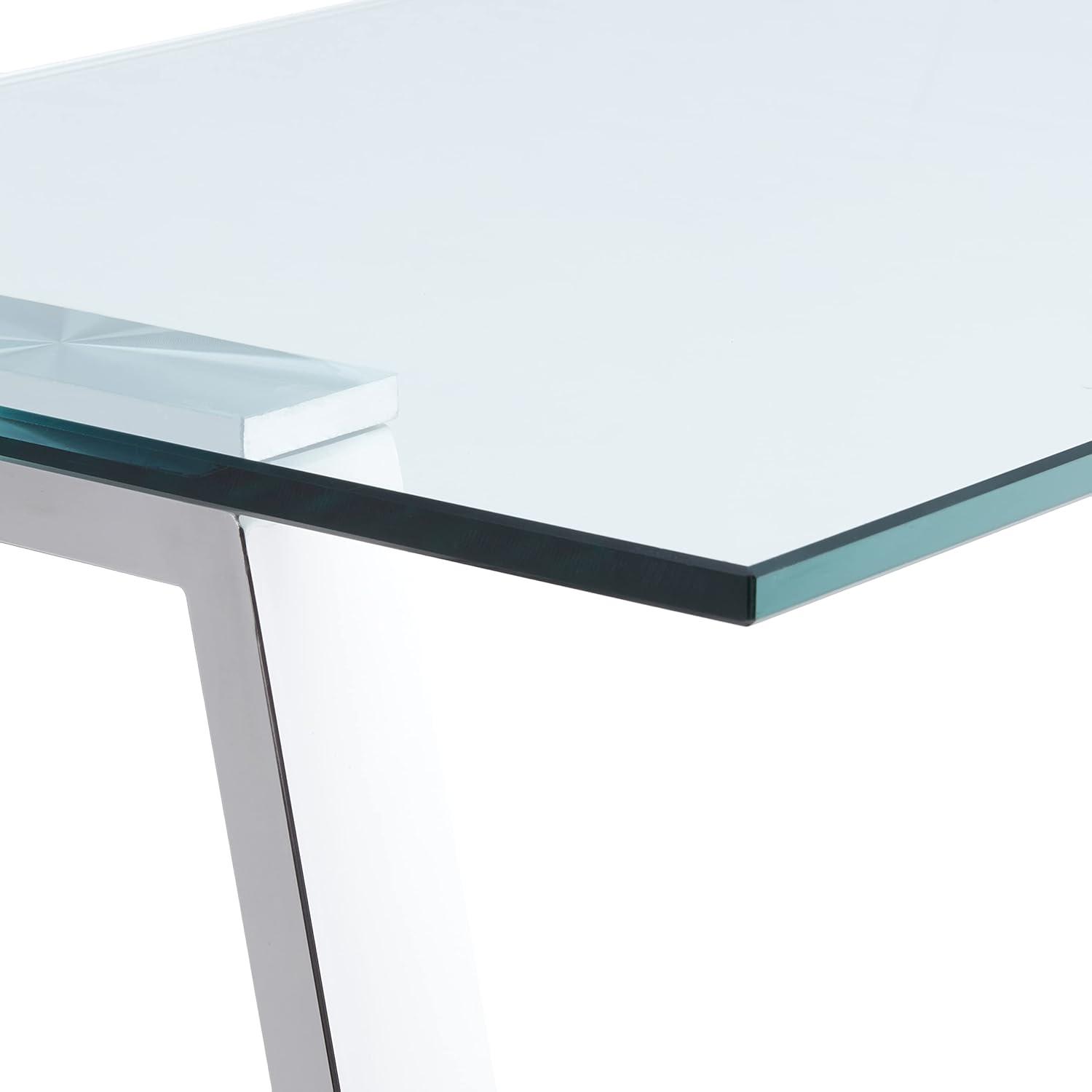 Cortesi Home  Trixie Glass Top Desk / Console Table with Stainless Steel Frame