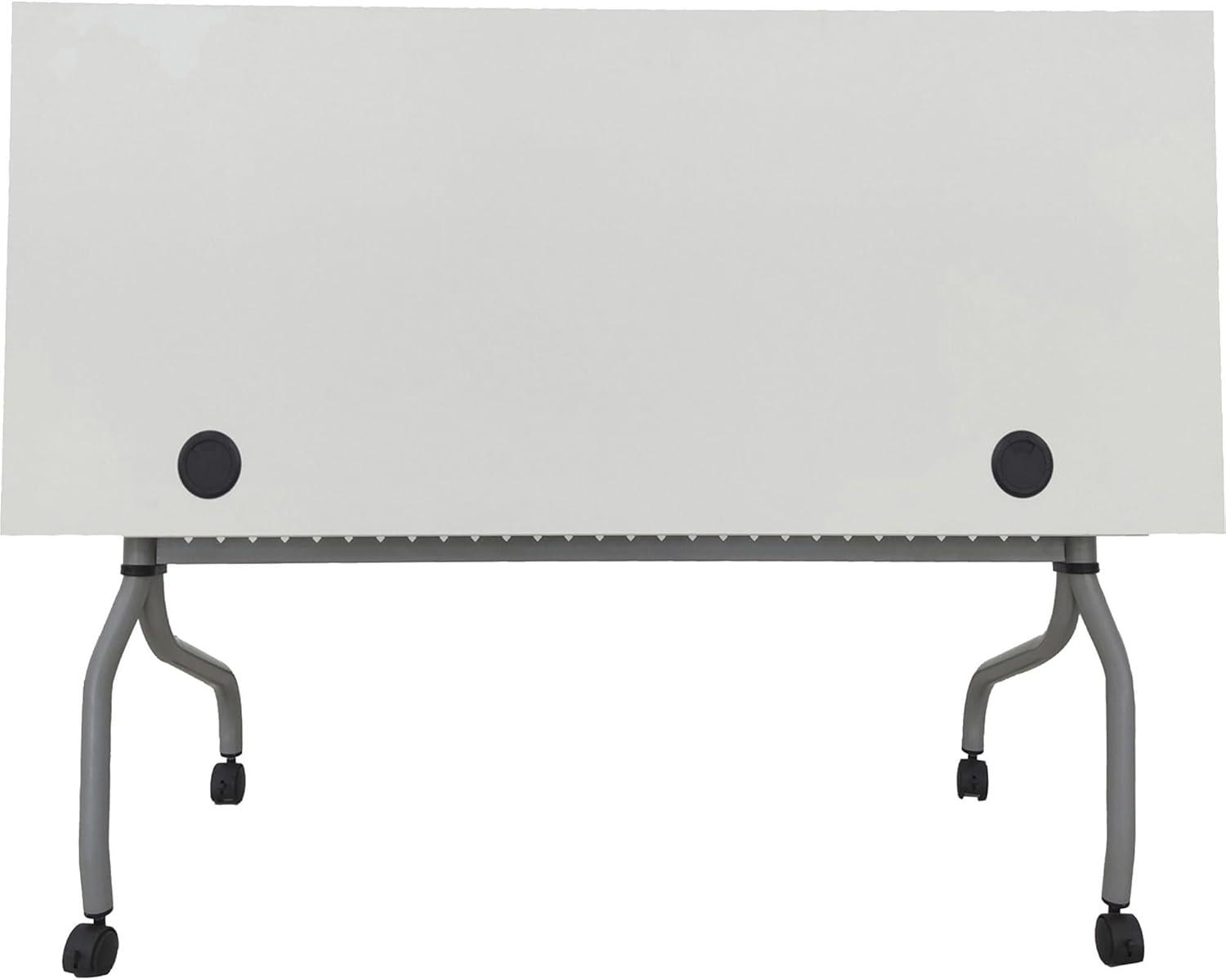 Rectangle 2 Person Flip Top Modular Training Table with Casters and Modesty Panel