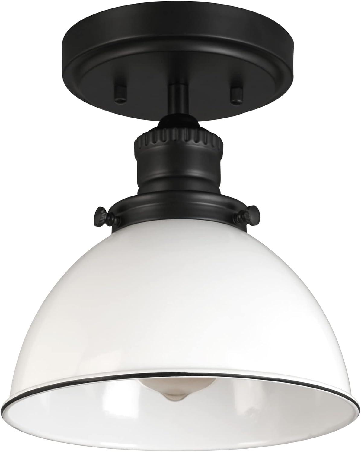 Savannah Matte Black and White Farmhouse Ceiling Light