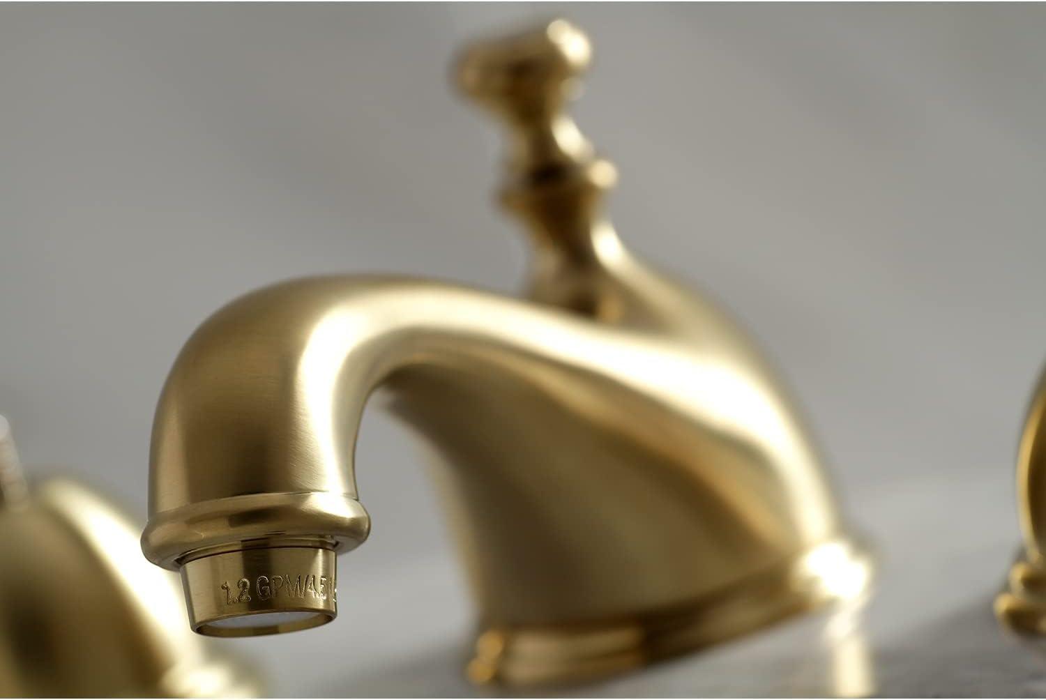 Kingston Brass Duchess Two-Handle 3-Hole Deck Mount Widespread Bathroom Faucet with Brass Pop-Up Drain