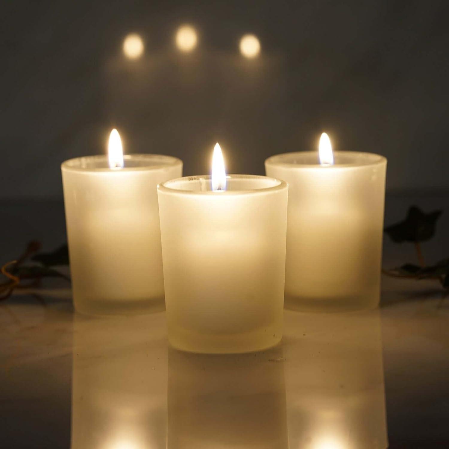 Set of 12 Frosted Glass Votive Candle Holders