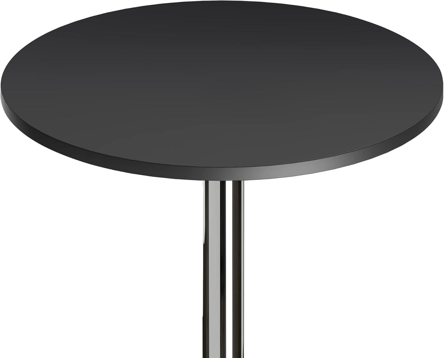 Transitional Black Wood and Chrome 24" Round Pub Table