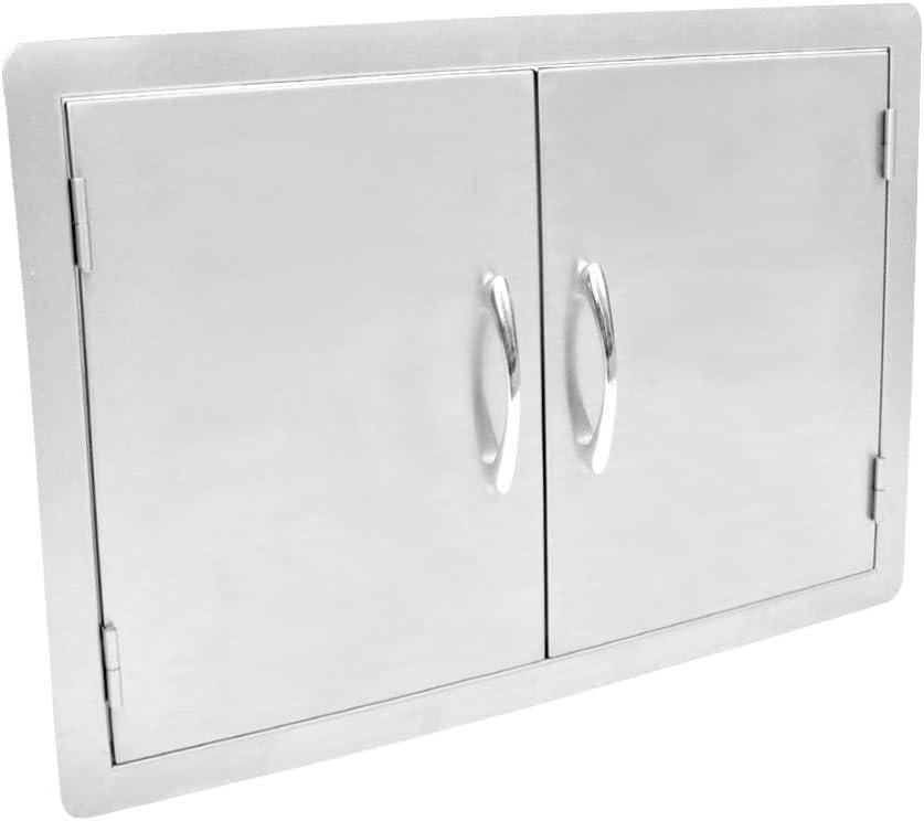 BBQ Access Door 30.5" W x 21" H, Grill Door Double Door Brushed Stainless Steel, Outdoor Kitchen Doors for BBQ Island Grilling Station