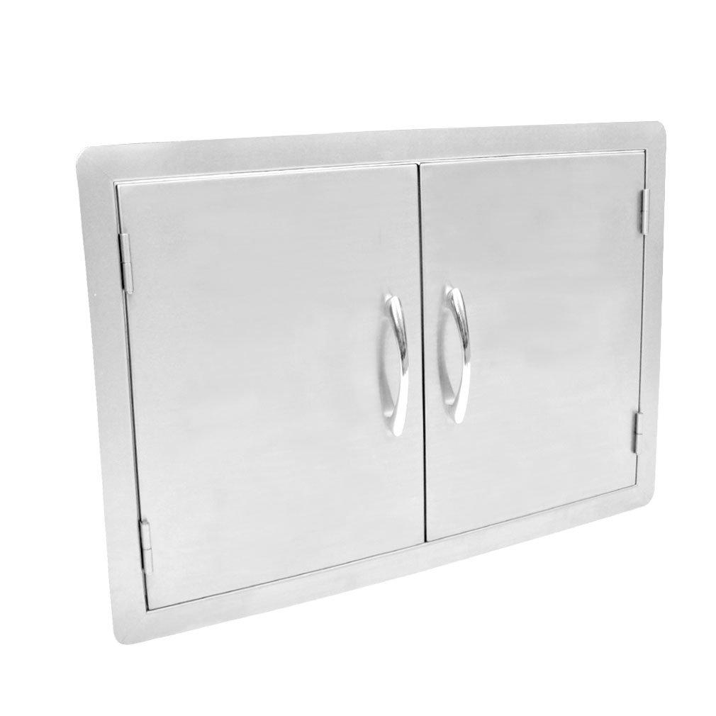 BBQ Access Door 30.5" W x 21" H, Grill Door Double Door Brushed Stainless Steel, Outdoor Kitchen Doors for BBQ Island Grilling Station