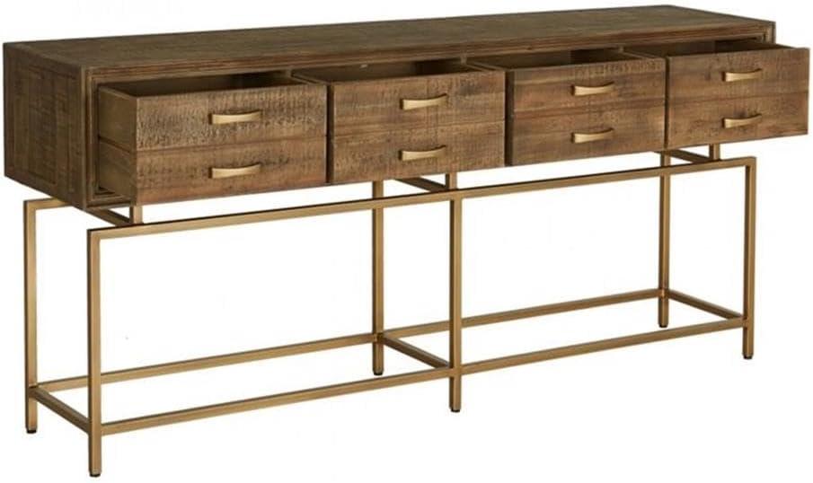 Aristocrat 71'' Brown and Gold Round Console Table with Storage