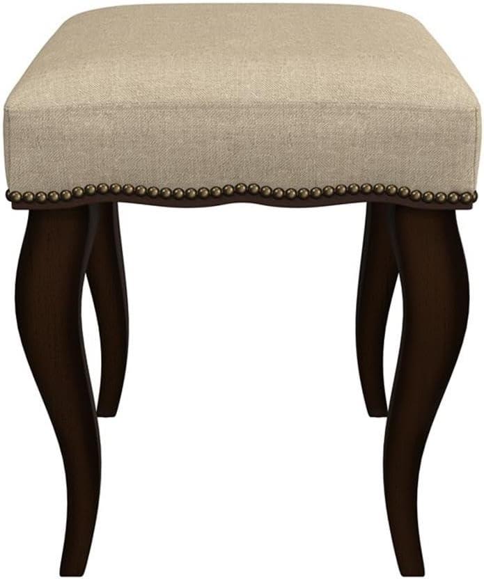 19" Hamilton Backless Upholstered Wood Vanity Stool Burnished Oak/Cream - Hillsdale Furniture