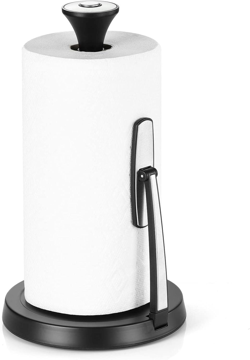 Black Stainless Steel Tension Arm Paper Towel Holder
