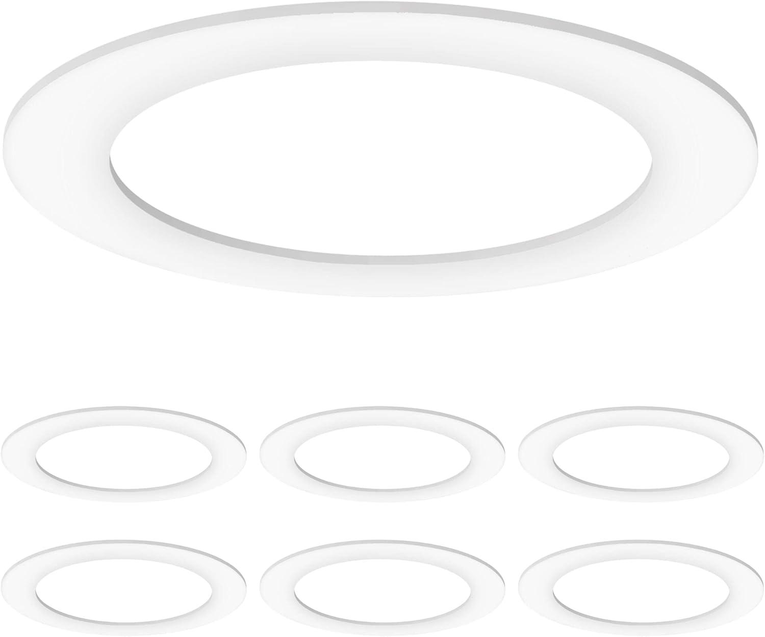 White Circular LED Recessed Light Goof Trim Rings, 6-Pack