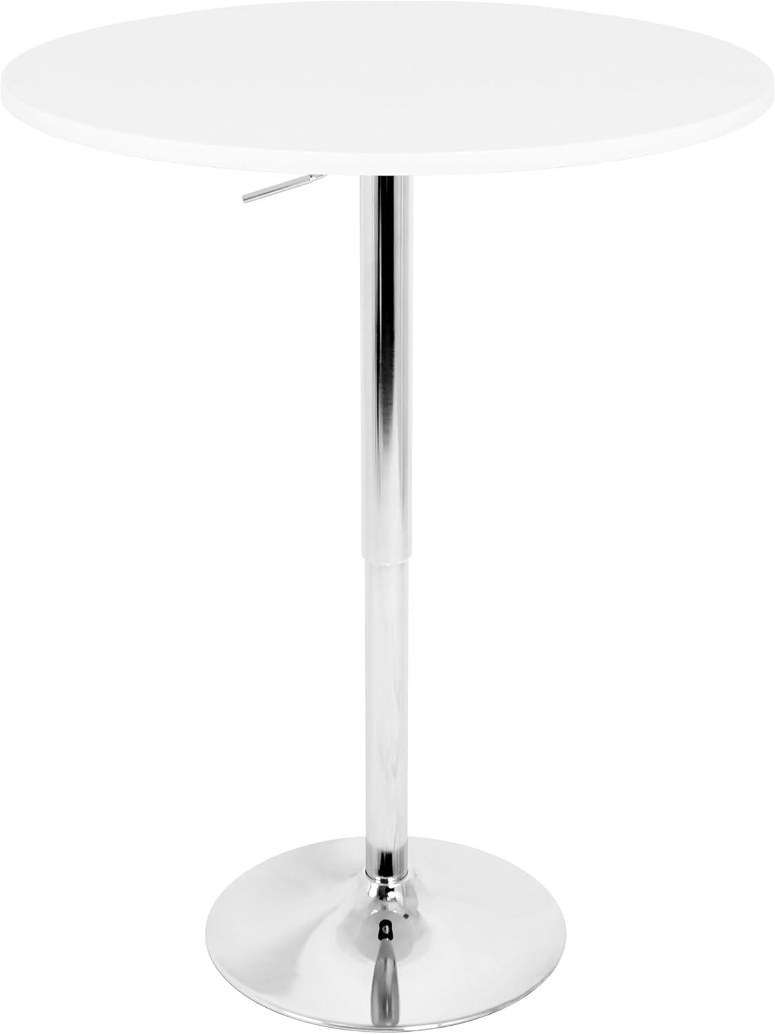 27.5" Elia Contemporary Adjustable Bar Height Pub Table White Wood Top with Chrome Frame - LumiSource