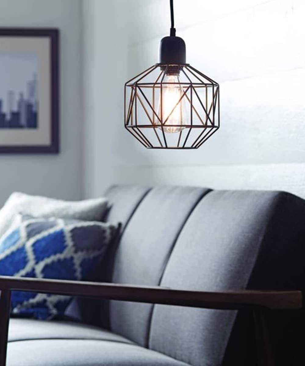 Bronze Geometric Cage Swag Pendant Light 9.75"