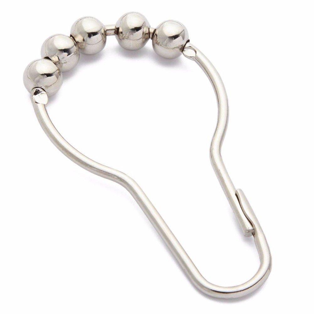 Wideskall 12 Pieces Stainless Steel Shower Curtain Roller Hook Rings