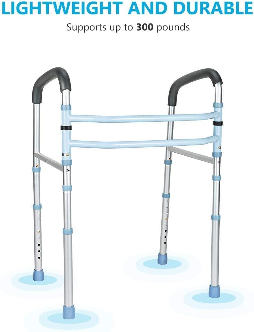 Oasisspace Stand Alone Toilet Safety Rail - Heavy Duty Medical Toilet Safety Frame for Elderly, Handicap and Disabled - Adjustable Bathroom Toilet Handrails, Fit Any Toilet