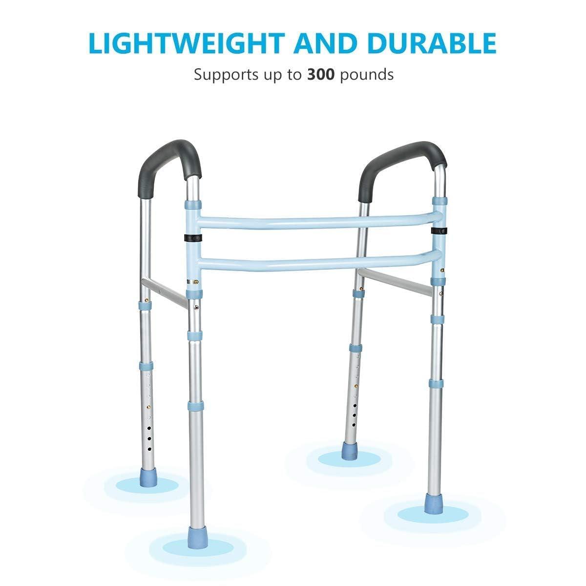 Oasisspace Stand Alone Toilet Safety Rail - Heavy Duty Medical Toilet Safety Frame for Elderly, Handicap and Disabled - Adjustable Bathroom Toilet Handrails, Fit Any Toilet