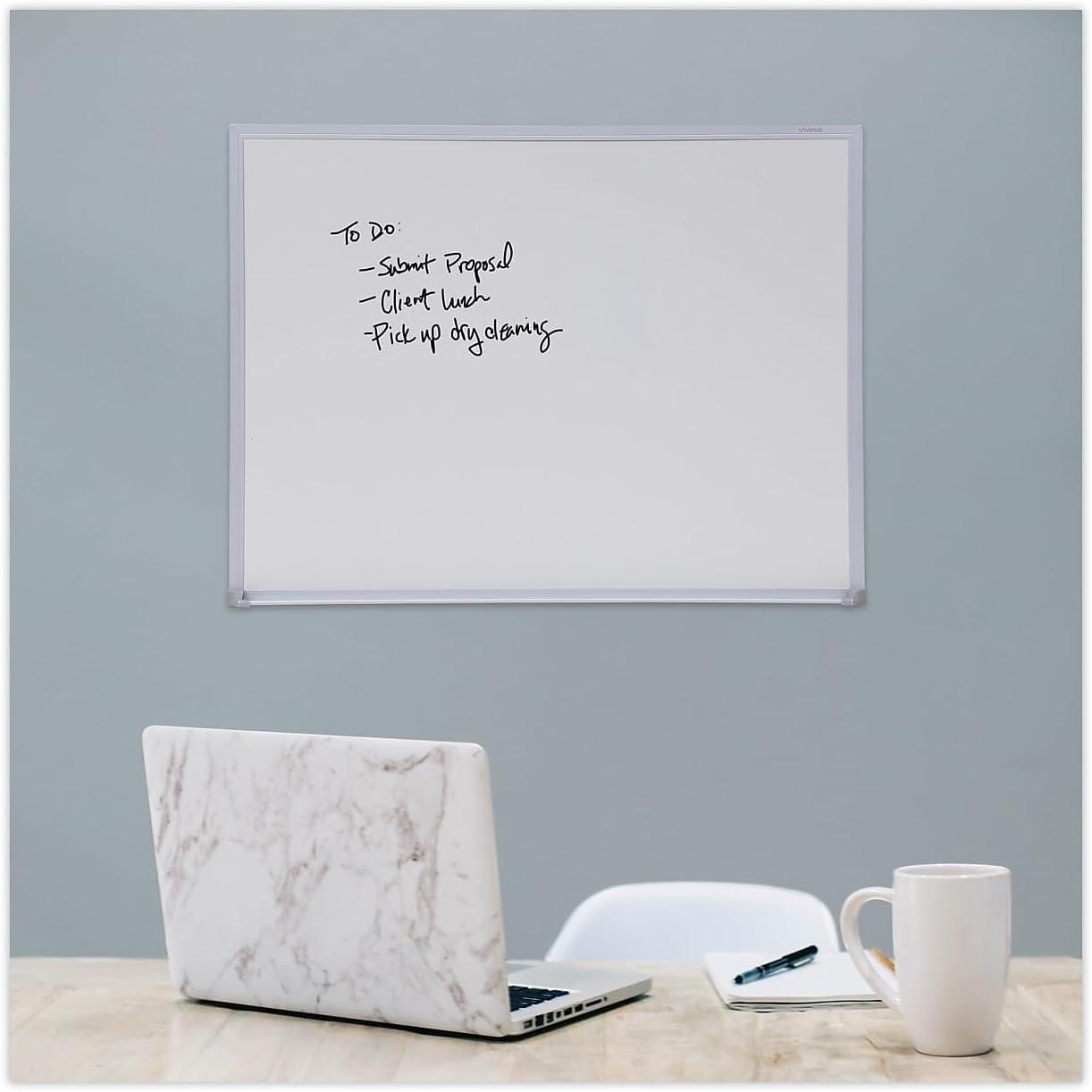 UNIVERSAL Dry-Erase Board Melamine 24 x 18 Satin-Finished Aluminum Frame 43622
