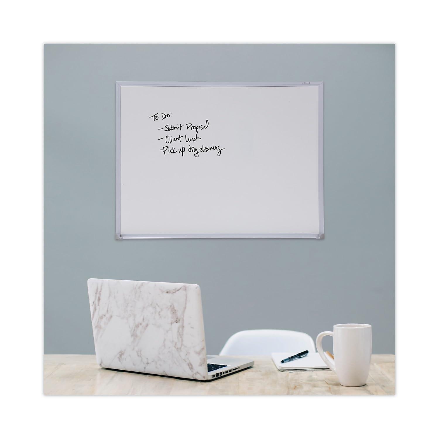 UNIVERSAL Dry-Erase Board Melamine 24 x 18 Satin-Finished Aluminum Frame 43622