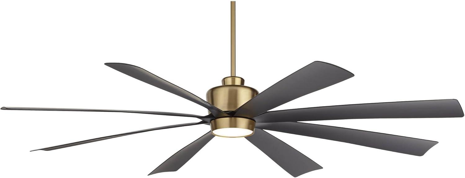 72'' Antique Brass and Black 8-Blade LED Ceiling Fan with Remote