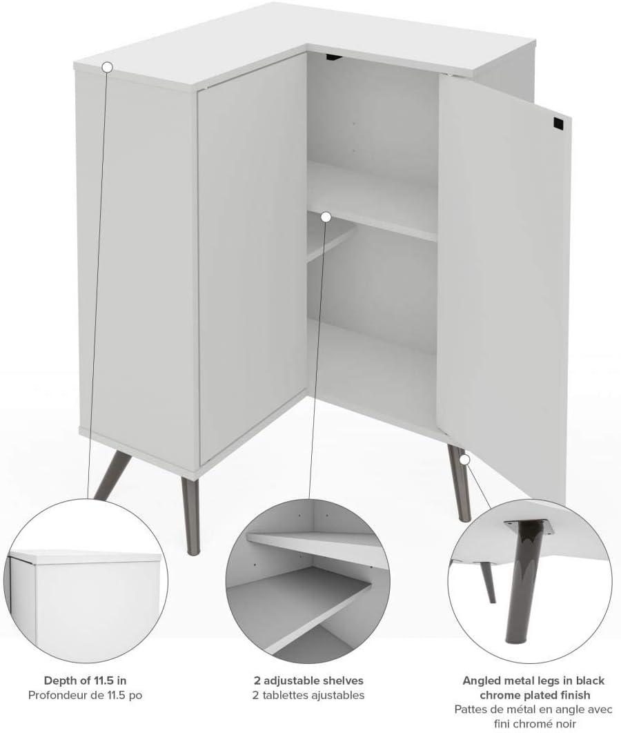 Bestar Armario de Almacenamiento de Madera de Esquina Krom en Blanco