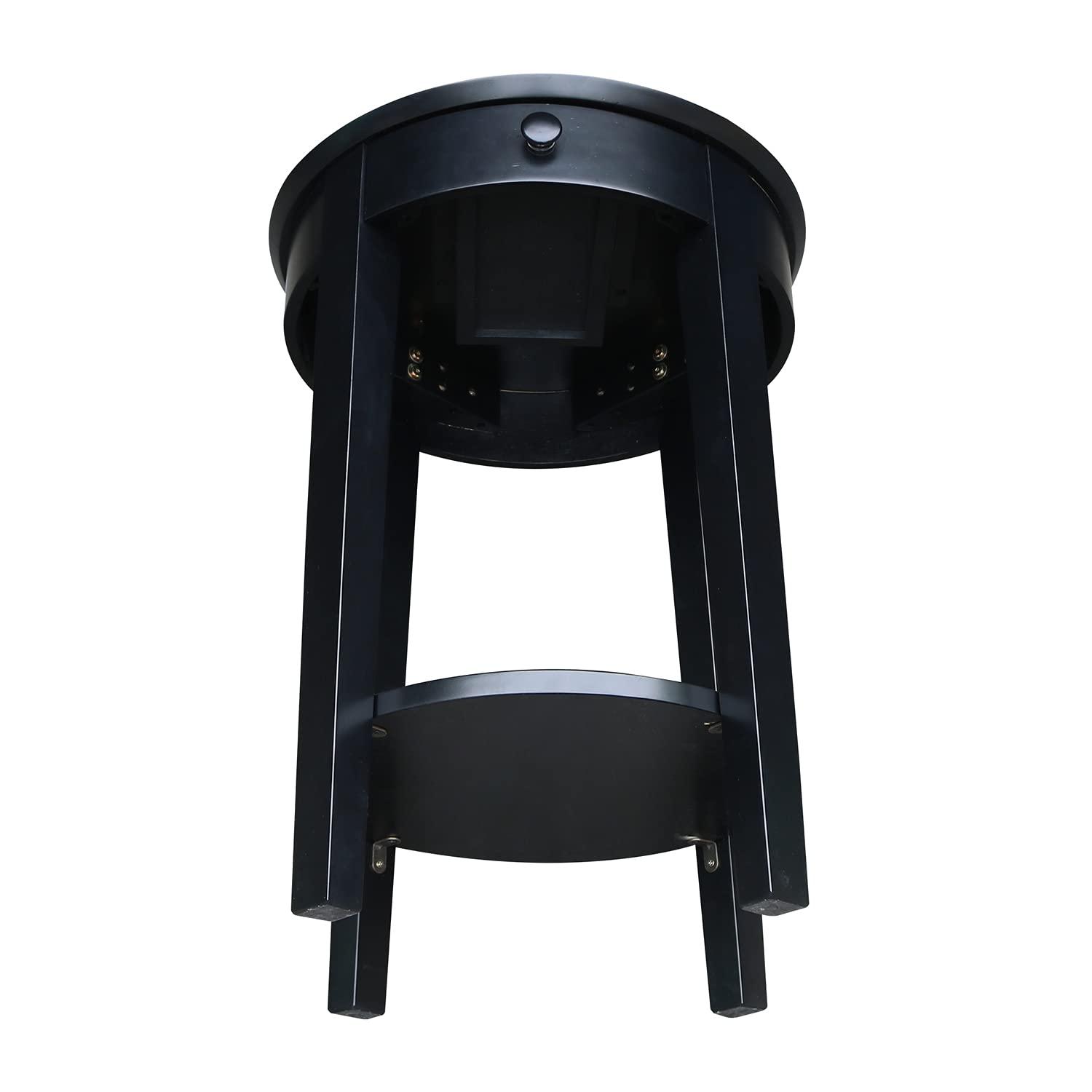 International Concepts Phillips Accent Table with Drawer Black: Solid Parawood, Mid-Century Modern, Square Shape